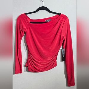 Moa Moa Vibrant Red Ruched Blouse
